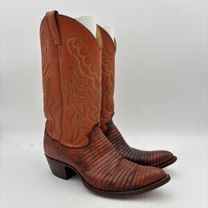 Justin Cowboy Boots Men's 10.5 D Western Exotic Lizard 8301 Burnished